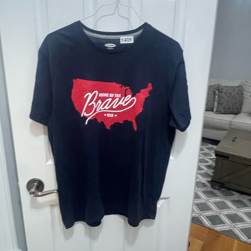 Old Navy Blue and Red Graphic Short Sleeve Tee